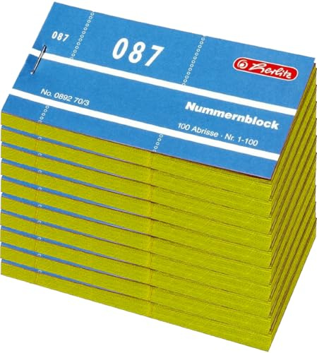 Herlitz Nummernblöcke 1-1000/892703 105x50 mm sortiert Inh.1x10Stück (Gelb)