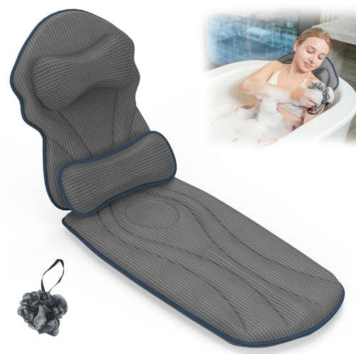 Full Body Bath Pillows for Tub Luxury Bathtub Pillow Cushion for Head,Shoulder,Back&Lumbar Support Thick Tub Pillow for Bathtub for Women Relaxing Soft 5D Air Mesh Mat 12 Non-Slip Power Suction Cups
