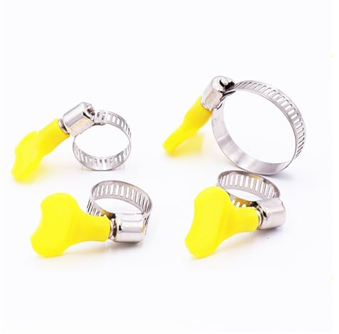 5 Pcs Stainless Steel Hose Clamp, 6mm to 32mm Adjustable with Plastic Handle, for Homebrew, Aquarium, Plumbing & Automotive Tube(22 to 32mm)