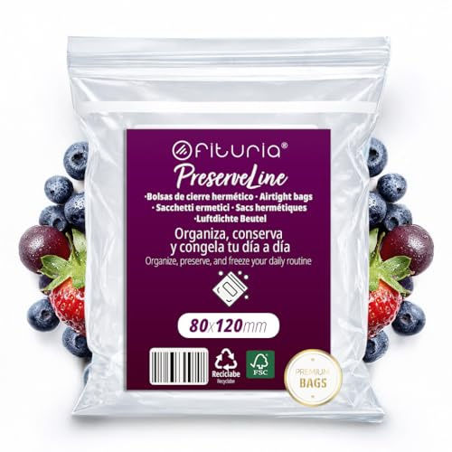 Sachets ZIP Transparents 80x120 mm avec Fermeture Hermétique, Sacs Zip pour Aliments, Snacks, Congélation et Organisation de Cuisine et de Voyage – Ofituria (50 Sachets)