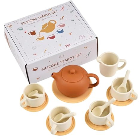 Faire Pretend Tea Set - Toy Kitchen Play Utensils, Miniature Party Set | Role Play Kitchen Kit For Boys and Girls, Preschool Play Dates, Play Room