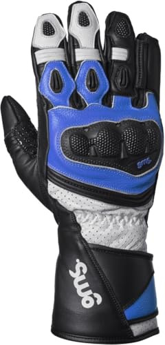 GMS GR-1 SF perforierte Motorrad Handschuhe, schwarz/weiß/blau, L
