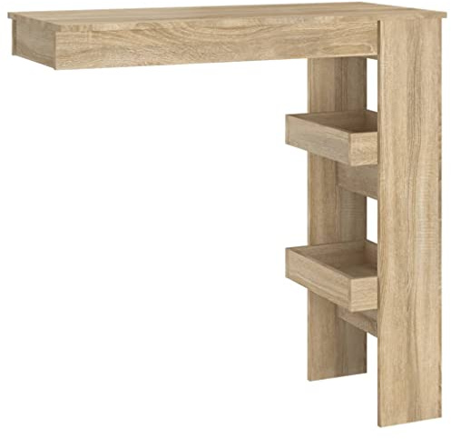 Holekex Wand-Bartisch Sonoma-Eiche Holzwerkstoff 102x45x103,5 cm Stabiler Esstisch Esszimmertisch Küchentisch Kleiner Tisch mit Stauraum für Barzubehör und Getränke