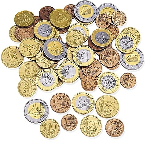 Learning Resources Spielgeldset Euro-Münzen (Set mit 100 Stück), Kinder Euro spielgeld münzen, kaufladen Kasse, Spielgeld für Kinder kaufmannsladen einkaufsladen
