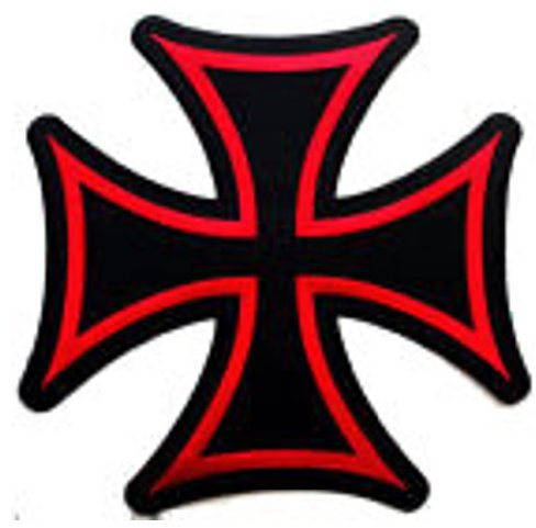 Maltese Cross (Red/Black) Embroidered Patch 8cm x 8cm (3 x 3) by Klicnow