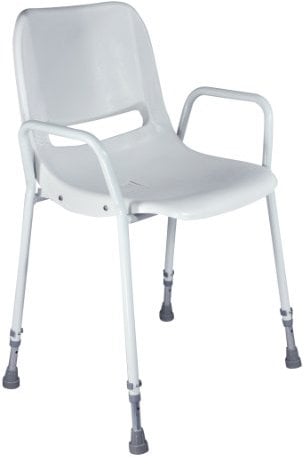Aidapt Milton Shower Chair Adjustable Height Backrest for Comfort,Non-Slip Rubber Ferrules,Armrests,No Tools Required,Delivered Assembled For Elderley,Disabled,Pregnant,Unsteady on Feet