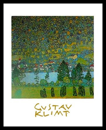 Gustav Klimt Unterach am Attersee Poster Bild Kunstdruck im Alurahmen schwarz 30x24cm