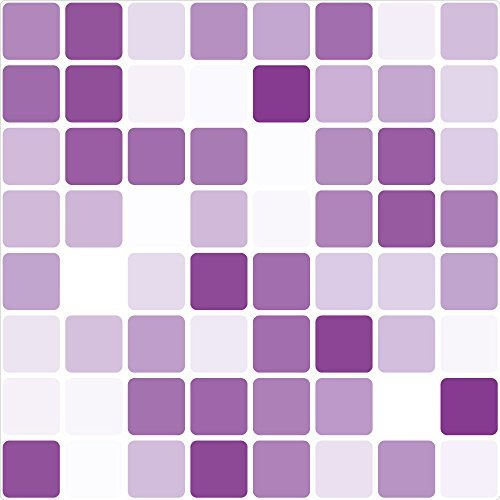 Stika.co Pack of 8 Purple Mosaic Tile Transfer Stickers for Bathroom and Kitchen, Self-Adhesive Vinyl, Square 149mm, Waterproof and Durable