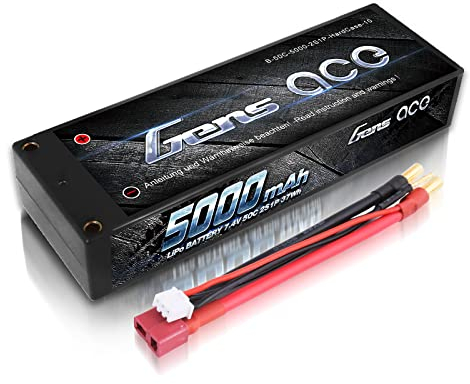 Gens ace 2s Lipo Akku 7,4V 5000mAh 50C mit T Stecker Hardcase Lipo Batterie Zellen für RC Auto Evader Truck Truggy BX Quadcopter Hubschrauber LKW Boot Flugzeug