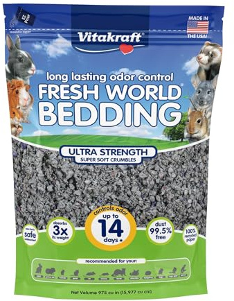 Vitakraft Fresh World Small Animal Bedding - Ultra Strength - Pet Bedding for Litter Boxes and Cages (16 L),Gray, 975 cu in