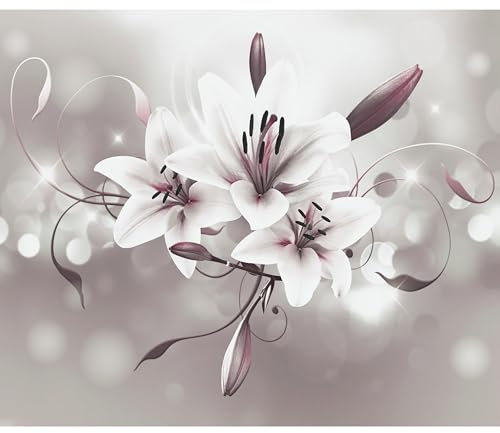 decomonkey Fototapete Blumen Lilien 350x256 cm XL Tapete Wandbild Wandbild Bild Fototapeten Tapeten Wandtapete Wandtapete Wohnzimmer Abstrakt violett