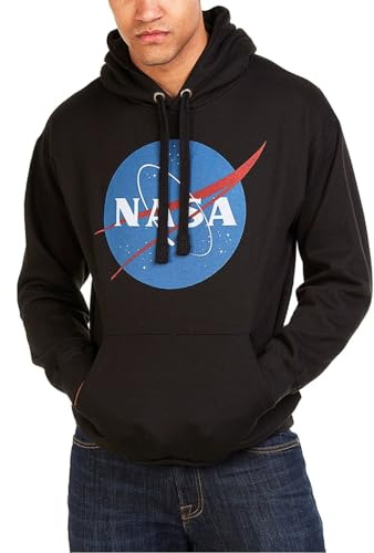 Nasa Herren Circle Logo Kapuzenpullover, Schwarz (Black Blk), M EU