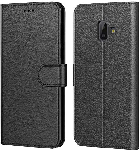 Tenphone Etui Coque pour Samsung Galaxy J6 Plus 2018, Protection Etui Housse en Cuir Portefeuille,[Livre Horizontale],[Emplacements Cartes],[Fonction Support],pour (Galaxy J6+ (6,0 Pouces), Noir)