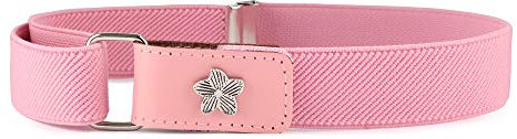Ladeheid Kinder Gürtel Ohne Schnalle Elastischer Kindergürtel für Jungen und Mädchen 1-6 Jahre 34-65 cm P15G (Rosa/Blume)