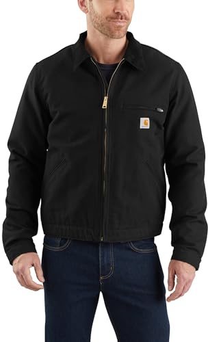 Carhartt Men's Big & Tall Duck Detroit Jacket Work Utility Outerwear, Black, 3X-Large Tall