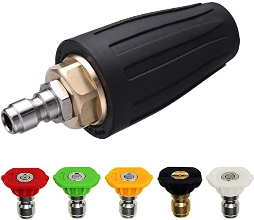 M MINGLE Turbo Ugello per Idropulitrice, Ugello Rotante e 5 Punte, Attacco Rapido da 1/4 pollice, 3600 PSI, Orificio 2.5