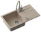 VBChome Fregadero con grifo, 77 x 44 cm, de granito, color beis, empotrable, superficie de drenaje moteada, reversible, con sifón dispensador de detergente