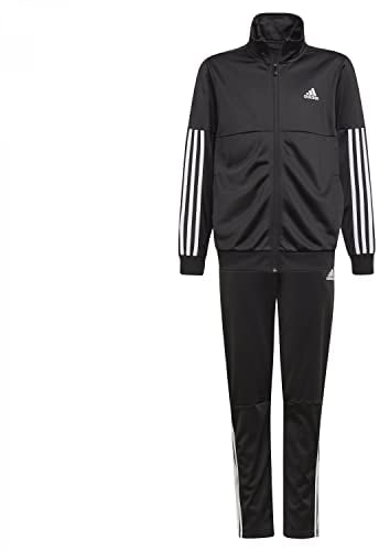 adidas GM8912 Jungen 3-Streifen Team Trainingsanzug, Top:Black/White Bottom:Black/White, 140