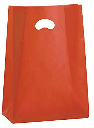 Shopper in Plastica con soffietto e manico a fagiolo (35 x 50cm - 100pz Arancio)