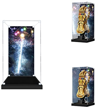 SWDZ Transparente Acrylvitrine für Lego Infinity Handschuh 76191, Staubdichte Display-Aufbewahrungsbox für Lego 76191 (für Lego-Set Nicht im Lieferumfang enthalten) (19x16x36cm)