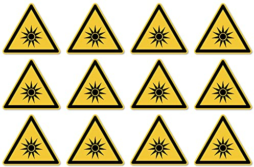 Warnung vor optischer Strahlung: W027 - DIN EN ISO 7010 / ASR A1.3 - Aufkleber: 2,5 cm, 12 Stück