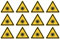Warnung vor optischer Strahlung: W027 - DIN EN ISO 7010 / ASR A1.3 - Aufkleber: 2,5 cm, 12 Stück