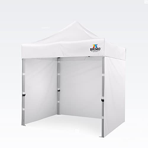BRIMO Marktzelt 100% Wasserdicht mit 3 Seitenteilen - 5 Jahre Garantie (2x2 m, Weiß)