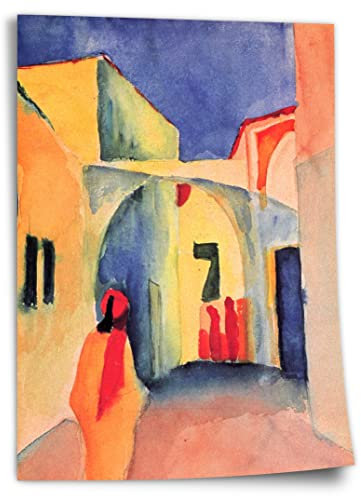 Printistico Poster August Macke - Blick auf eine Allee in Tunis Kunstdruck ohne Rahmen, Wandbild - A4, A3, A2, A1, A0, XXL - Wohnzimmer, Schlafzimmer, Küche, Deko