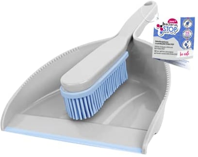 Handfeger und Schaufel für die Reinigung - Gummiborsten Kehrschaufel Set für Schmutz, Haare und Staub Gummibesen Kehrset (30x20x6) von York, Grau Blau