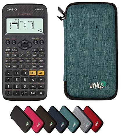 Casio fx-82DE X ClassWiz inkl. WYNGS Schutztasche Türkis - Wissenschaftlicher Taschenrechner - Basic Set