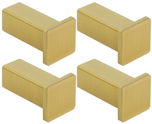 SAYAYO 4PCS Coat Hooks Wall Mounted Gold Door Hooks for Hanging Towels SUS304 Stainless Steel Wall Hook for Bathroom Heavy Duty Square Style