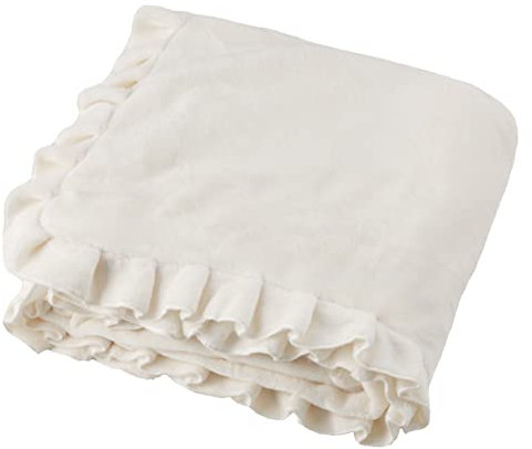 Baroni Home Coperta di Pile con Gala, Plaid Invernale Morbido per letto e divano, Coperta Matrimoniale e singola, Colore Panna, 130x160 cm