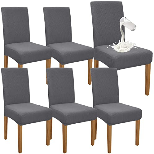 Granbest Premium Wasserdicht Esszimmerstuhl Abdeckungen Satz Von 6, Elastische Hohe Zurück Stuhlhussen Slipcover Für Esszimmer, Abnehmbaren Stuhl Schutz Für Küche, Party, Hotel (6er Set, Hellgrau)