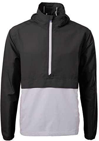 Cutter & Buck Charter Eco Recycled Mens Anorak Jacket, Black/Polished, XXL