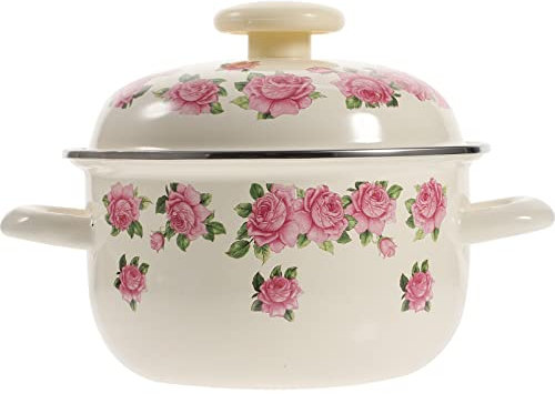 Happyyami 1pièce Casserole Émaillée Vintage Avec Deux Poignées Pour Soupe Et Ragoût Pot De Cuisine Antiadhésif Émail Pour Grill Et Service Style Aléatoire