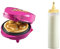 Bestron Paw Patrol Waffeleisen, Mini-Waffeleisen im einzigartigen Paw Patrol Design, Waffelgröße: Ø 10cm, offizielles Lizenzprodukt, Farbe: Rosa Teigportionierer mit Skala, Teigdosierer für 700 ml