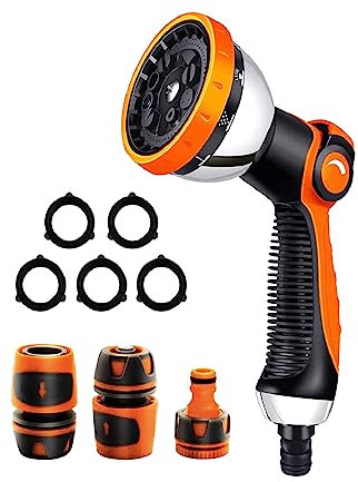 Kippen 6162 - Kit per Irrigazione composto da Pistola a Spruzzo con 10 Modalità Regolabili + Raccordi ad Innesto Rapido