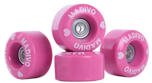 MADIVO Ersatzrollen + Kugellager für Rollschuhe 54 mm x 32 mm | Set aus 4 Rollen 82A ABEC-7 Lager Bearings | Rollschuhräder für Quad Skates für Outdoor und Indoor