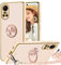 TVVTPU Funda para OPPO Reno 10 5G/Reno 10 Pro 5G con Cuerda y Anillo de Soporte 360°, Carcasa Galvanizado Suave TPU Bumper Antigolpes Móvil Case con Ajustable y Retirable Collar, Rosa