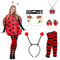 DPKOW 5 STK Marienkäfer Kostüm Accessoires, Faschingskostüme Damen Kinder Kostüm Marienkäfer haarreif Halskette Ohrringe Marienkäfer Gesichtstattoo Karneval Stulpen Beinwärmer Marienkäfer Schwarz Rot