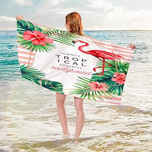 Toalla de Baño de Microfibra Grande, 180x90cm Toalla de Playa Grande de Microfibra de Secado rápido,Toalla de Playa Sin Arena,Toallas Súper Ligeras para Piscina,Yoga,Gimnasio y Deportes (Flamenco)