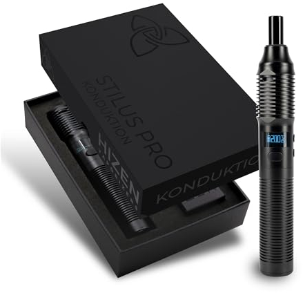 HIZEN Vaporizer Stilus Pro Konduktion - Verdampfer für Kräuter mit austauschbarem Akku, USB-C Kräuterverdampfer, Aluminium Gehäuse, Display, modular erweiterbar - nikotinfrei