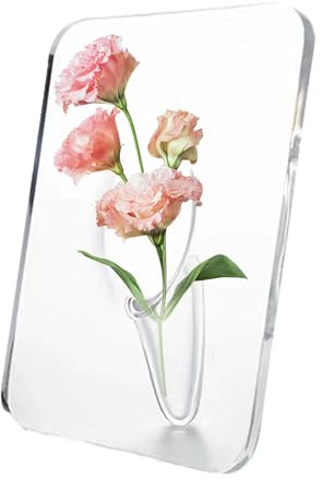 Vase mit Bilderrahmen, Blumenvase mit Rahmen | 2D Acryl Blumenvase | Moderne Tischdekoration, Vase für Wohnzimmer, dekorative Vasen für Büro