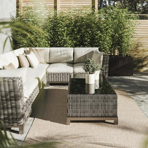 Interiyou Outdoor Teppich Wetterfest Asti - 300x400 cm Taupe - Jute Optik - Wasserfest für Balkon, Terrasse, Garten - Outdoorteppich passend auch für Wohnzimmer, Schlafzimmer und Küche