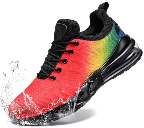 LARNMERN Wasserdicht Schuhe Laufschuhe Herren Sportschuhe Kochschuhe rutschfeste Turnschuhe Fashion Outdoor Casual Schuhe Fitness(Regenbogenfarben,42.5)