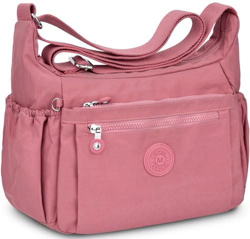 WACCET Sac Bandoulière Femme Grand, Sac à Main Bandoulière Nylon Imperméable avec Bandoulière Réglable Multi Poches Sacoche à Bandoulière Femme pour Voyages Usage Quotidien Travail