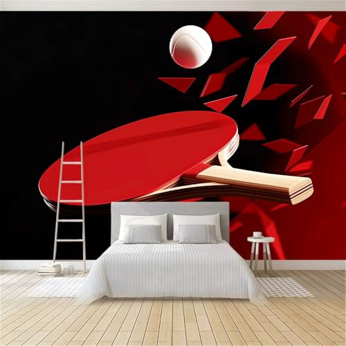 Papier Peint de Photo Balle De Ping-Pong Géométrique Rouge 200x140 cm Papier Peint Panoramique Papier Peint intissé Murale Pour Chambre De Fille, Garçon, Chambre De Bébé Salon Chambre Décor
