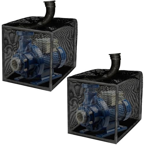 JarThenaAMCS 2Pcs Black Pump Barrier Bag Anti-Clogging 10 inch Pond Filter Box with Drawstring Outdoor Water Pump Cover 24x 24 Mesh Pond Cube Bracket for Pond Biological Filter