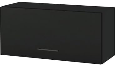 Cuisineandcie - Meuble haut SLIM de cuisine Lovia Noir Mat 1 porte relevable L 80 cm