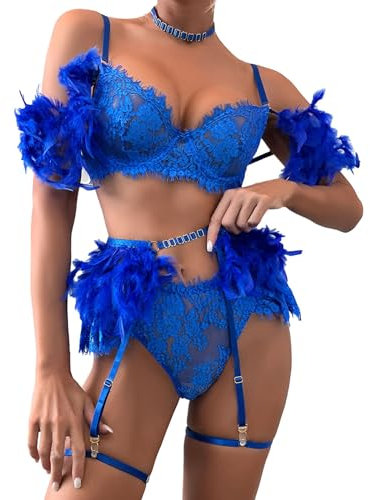 Unterwäsche zum Valentinstag Sexy Dessous Set FüR Damen Spitze Reizwäsche Negligee Nightwear Babydoll mit Pantie und Strumpfbänder Sexy Dessous Angebote